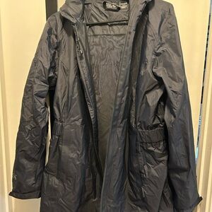 Mountain Hardwear Women’s XL Black Waterproof Jacket Raincoat Hood Pockets